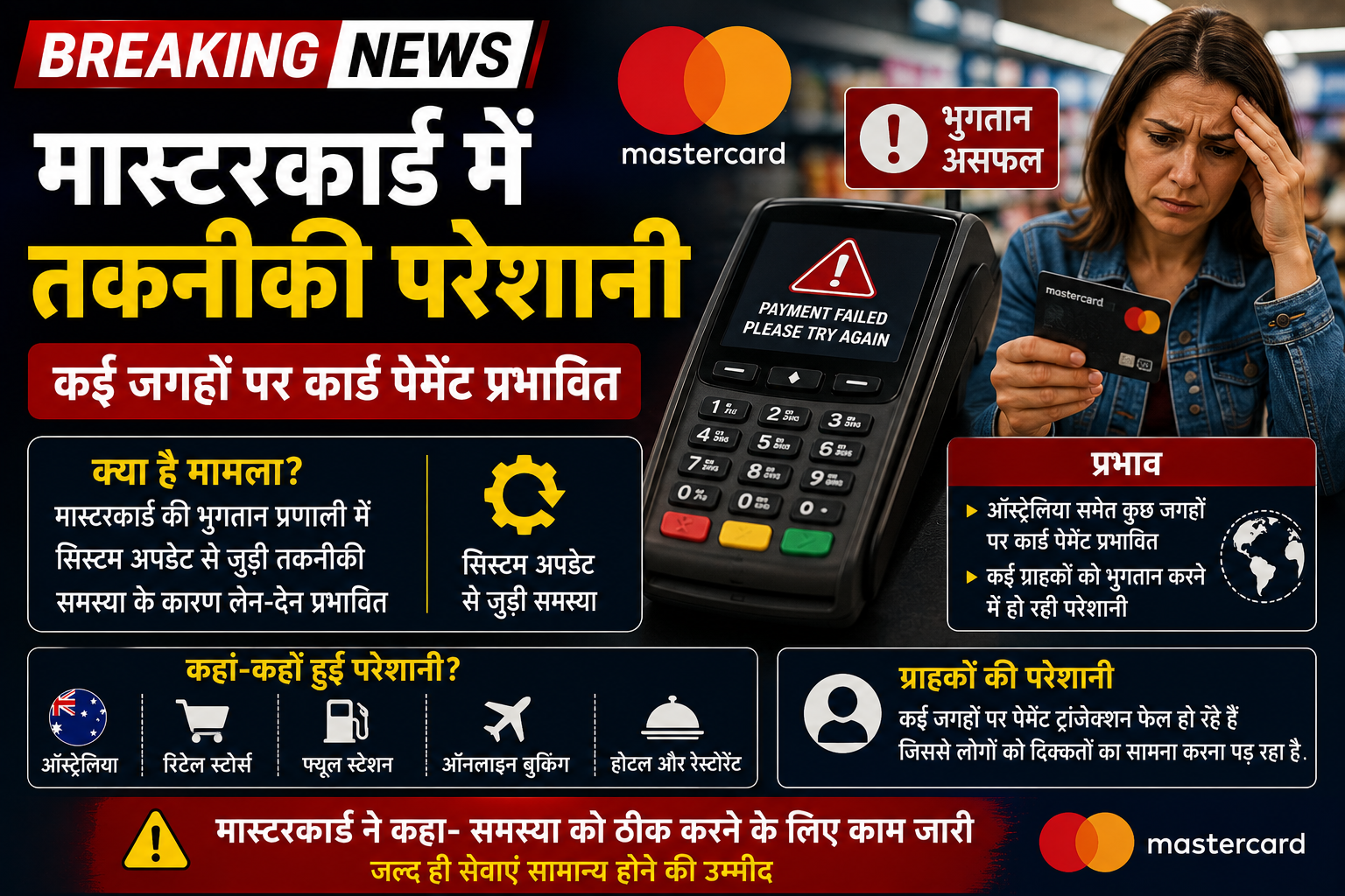 Mastercard में ग्लोबल तकनीकी दिक्कत, ऑस्ट्रेलिया समेत कई जगह कार्ड पेमेंट प्रभावित
