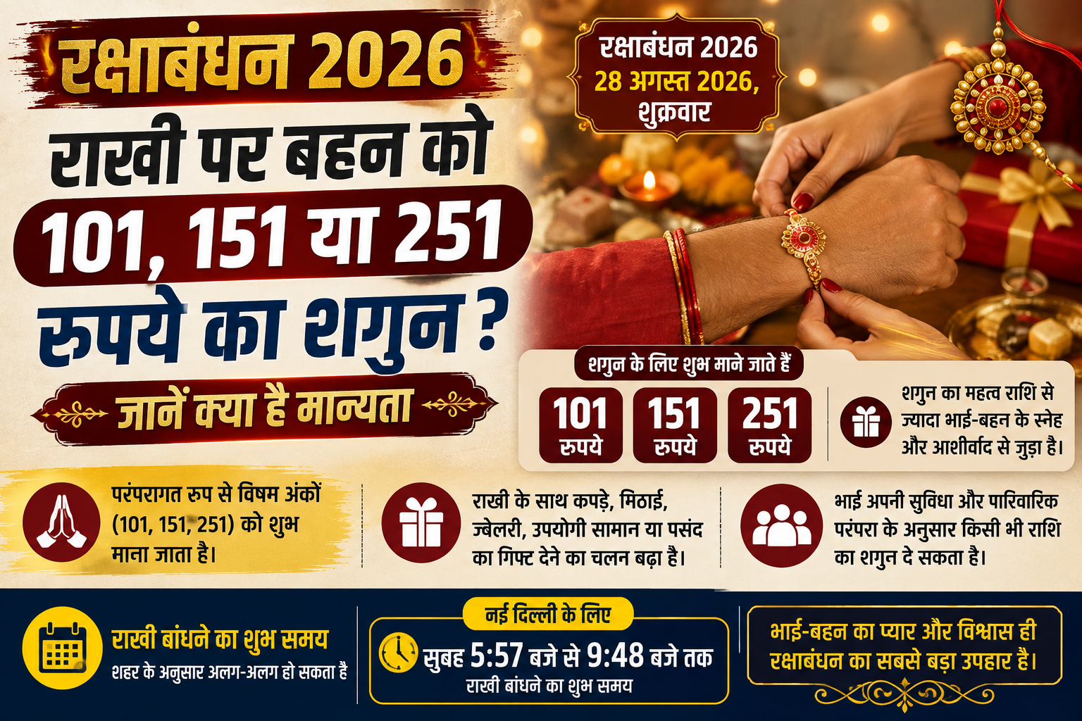 Raksha Bandhan 2026: राखी पर बहन को 101, 151 या 251 रुपये का शगुन? जानें क्या है मान्यता